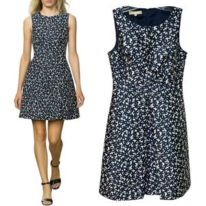 Michael Kors Collection, Women’s Fit & Flare Dress, Floral - Indigo/White Size 6